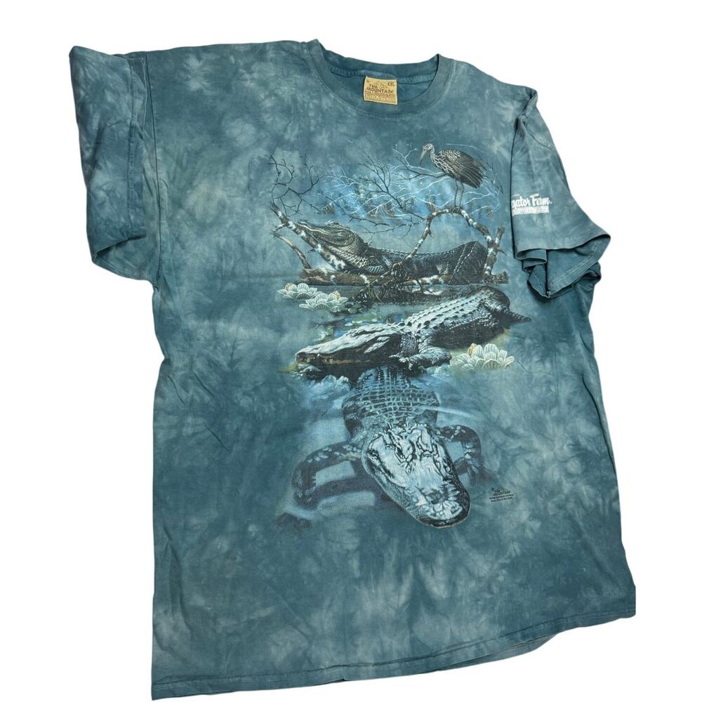 The Mountain Blue Tie-Dye Alligator Crocodile T-Shirt Size 2XL Vintage 2000 Y2K